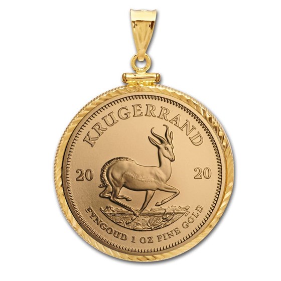 2020 1 oz Gold Krugerrand Pendant (Diamond-Screw Top Bezel) 2020 1 oz Gold Krugerrand Pendant (Diamond-Screw Top Bezel)
